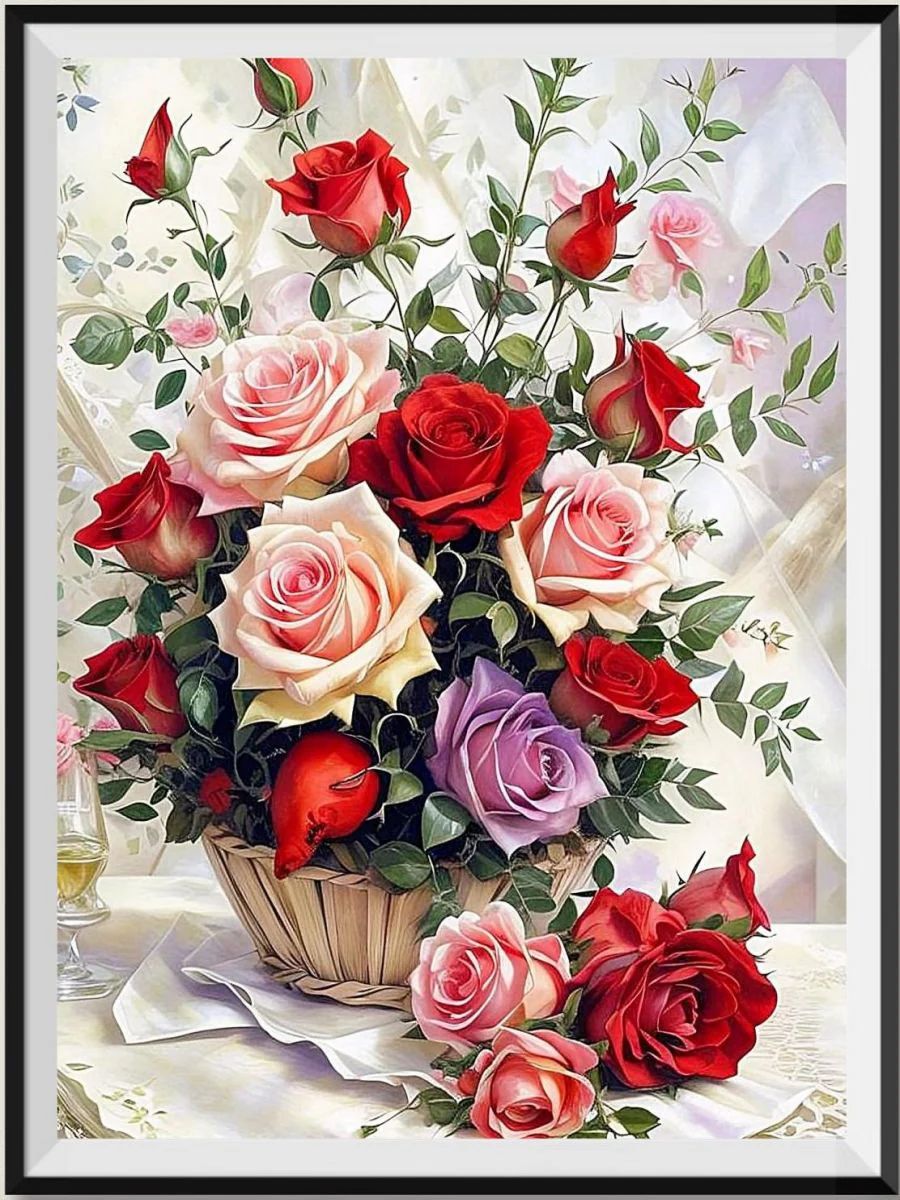 DIY 5D Diamond Painting Kit Complet pour Adultes Enfant Fleurs violettes roses Full Drill Broderie Peinture diamant par numéro kit Strass au point de Croix Arts Craft pour Home Décoration,50x50cm