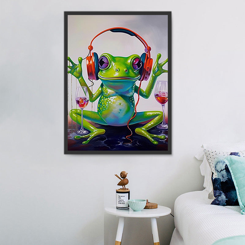 Kit Broderie Diamant 'Grenouille' 30x40 Cm - Diamond Painting Complet Avec Strass, Toile, Stylo, Colle