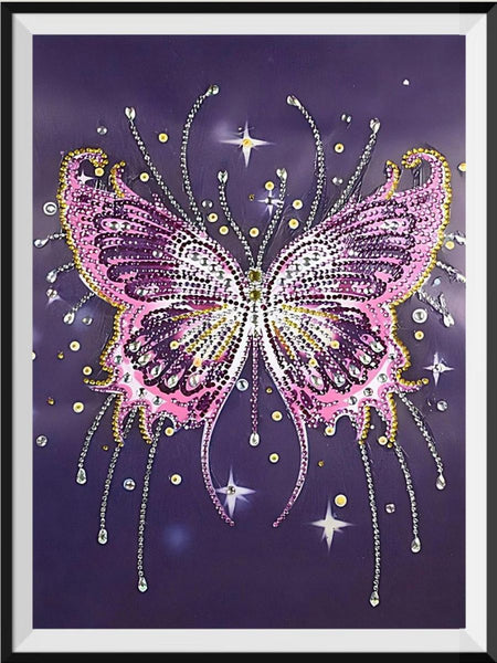 Kit Peinture Diamant 5D Abillyn – Motif Papillon Blanc Et Doré – Diamants Ronde Complet – Loisir Créatif Adulte Enfant 30x40 Cm