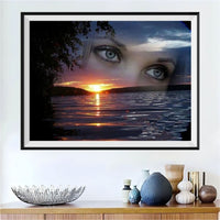 Grosses Soldes De Rêve Coucher Du Soleil Sur Lac 5D Kit Broderie Diamants/Diamond Painting VICM1013