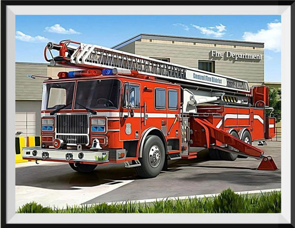 Kit Peinture Diamant 5D Camion De Pompiers 40x70 Cm - Diamants Ronds, Toile Imprimée, Parfait Débutants Et Décoration - 6